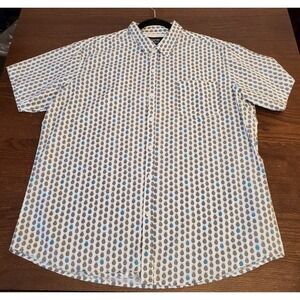 Monument‎ Shirt Mens XL Gray, Blue Pineapples  Button Up Short Sleeve Casual
